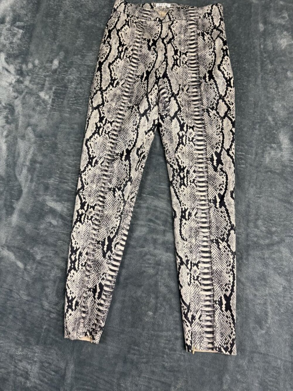 TC Womens Black & Beige Snake Print Leggings Zipper Detail Size S